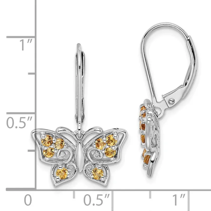 Earrings Goldia Sterling Silver Rhodiumplated Whiskey Quartz Diamond Earrings
