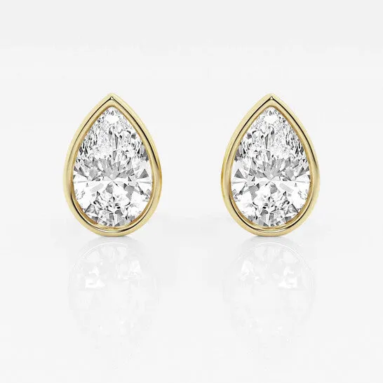 Earrings JMS always Original Brilliant Diamond 14KT Yellow Gold 3 cttw PearCut Lab Grown Diamond Bezel Set Solitaire Stud Earrings for Women FGVSSI Earrings JMS always Original Brilliant Diamond 14KT Yellow Gold 3 cttw PearCut Lab Grown Diamond Bezel Set Solitaire Stud Earrings for Women FGVSSI