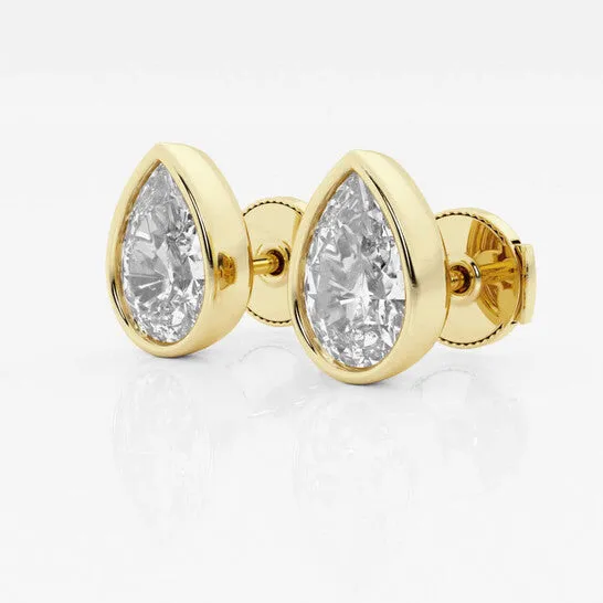 Earrings JMS always Original Brilliant Diamond 14KT Yellow Gold 3 cttw PearCut Lab Grown Diamond Bezel Set Solitaire Stud Earrings for Women FGVSSI Earrings JMS always Original Brilliant Diamond 14KT Yellow Gold 3 cttw PearCut Lab Grown Diamond Bezel Set Solitaire Stud Earrings for Women FGVSSI