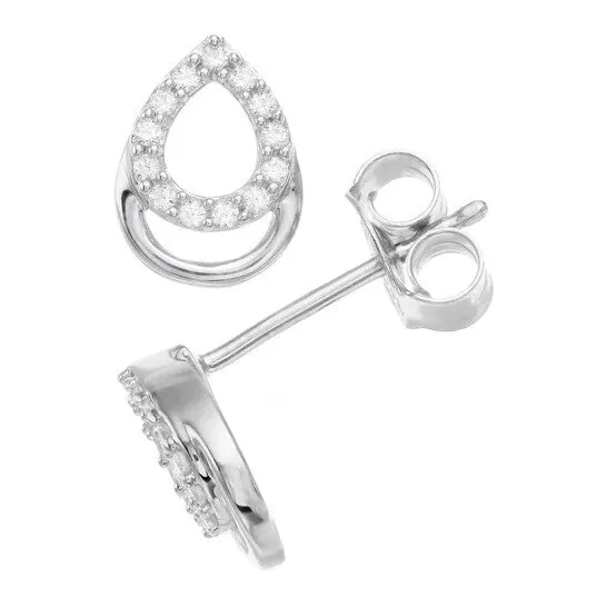 Earrings JMS always Original Diamond Muse 010 cttw Sterling Silver Diamond Teardrop Stud Earrings Earrings JMS always Original Diamond Muse 010 cttw Sterling Silver Diamond Teardrop Stud Earrings