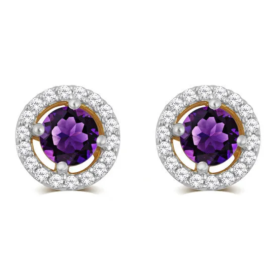 Earrings JMS always Original DiamondMuse Amethyst and White Sapphire Birthstone Womens Earring in Sterling Silver Earrings JMS always Original DiamondMuse Amethyst and White Sapphire Birthstone Womens Earring in Sterling Silver