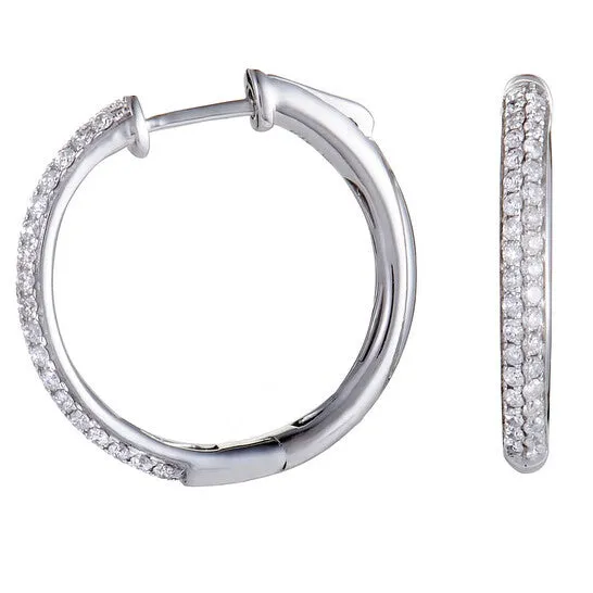 Earrings JMS always Original LB Exclusive 65ct 14K White Gold Diamond Pave Round Hoop Earrings Earrings JMS always Original LB Exclusive 65ct 14K White Gold Diamond Pave Round Hoop Earrings