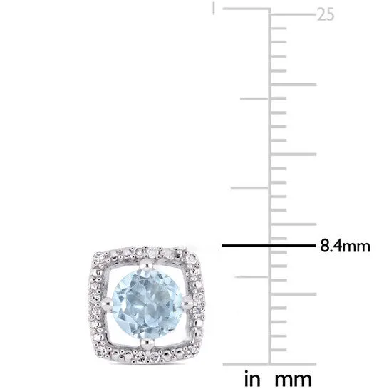 Earrings Original AMOUR 1 CT TGW Sky Blue Topaz and Diamond Halo Square Stud Earrings In 10K White Gold JMS always Earrings Original AMOUR 1 CT TGW Sky Blue Topaz and Diamond Halo Square Stud Earrings In 10K White Gold JMS always
