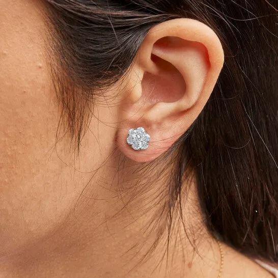 Earrings Original Haus of Brilliance 14K White Gold 1 34 Cttw Lab Grown Diamond Floral Cluster Composite Stud Earrings GH Color VS2SI1 Clarity JMS always Earrings Original Haus of Brilliance 14K White Gold 1 34 Cttw Lab Grown Diamond Floral Cluster Composite Stud Earrings GH Color VS2SI1 Clarity JMS always