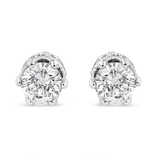 Earrings Original Haus of Brilliance 14K White Gold 20 Cttw Round Cut ProngSet Diamond Crown Stud Earring IJ Color I1I2 Clarity JMS always Earrings Original Haus of Brilliance 14K White Gold 20 Cttw Round Cut ProngSet Diamond Crown Stud Earring IJ Color I1I2 Clarity JMS always