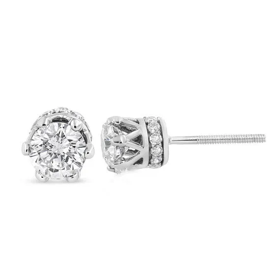 Earrings Original Haus of Brilliance 14K White Gold 20 Cttw Round Cut ProngSet Diamond Crown Stud Earring IJ Color I1I2 Clarity JMS always Earrings Original Haus of Brilliance 14K White Gold 20 Cttw Round Cut ProngSet Diamond Crown Stud Earring IJ Color I1I2 Clarity JMS always