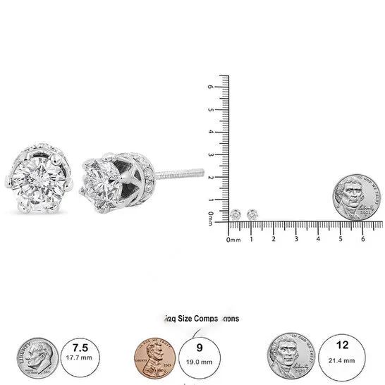 Earrings Original Haus of Brilliance 14K White Gold 20 Cttw Round Cut ProngSet Diamond Crown Stud Earring IJ Color I1I2 Clarity JMS always Earrings Original Haus of Brilliance 14K White Gold 20 Cttw Round Cut ProngSet Diamond Crown Stud Earring IJ Color I1I2 Clarity JMS always