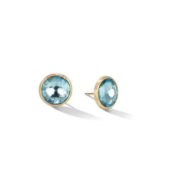 Earrings Original Marco Bicego Jaipur Color Collection 18K Yellow Gold Blue Topaz Large Stud Earrings JMS always Earrings Original Marco Bicego Jaipur Color Collection 18K Yellow Gold Blue Topaz Large Stud Earrings JMS always