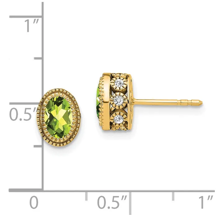 Earrings Solid 14k Yellow Gold Oval Simulated Peridot and CZ Earrings Goldia Earrings Solid 14k Yellow Gold Oval Simulated Peridot and CZ Earrings Goldia