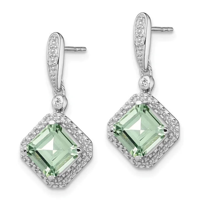 Earrings Sterling Silver Rhodium Diamond u0026 Green Quartz Post Dangle Earrings Goldia