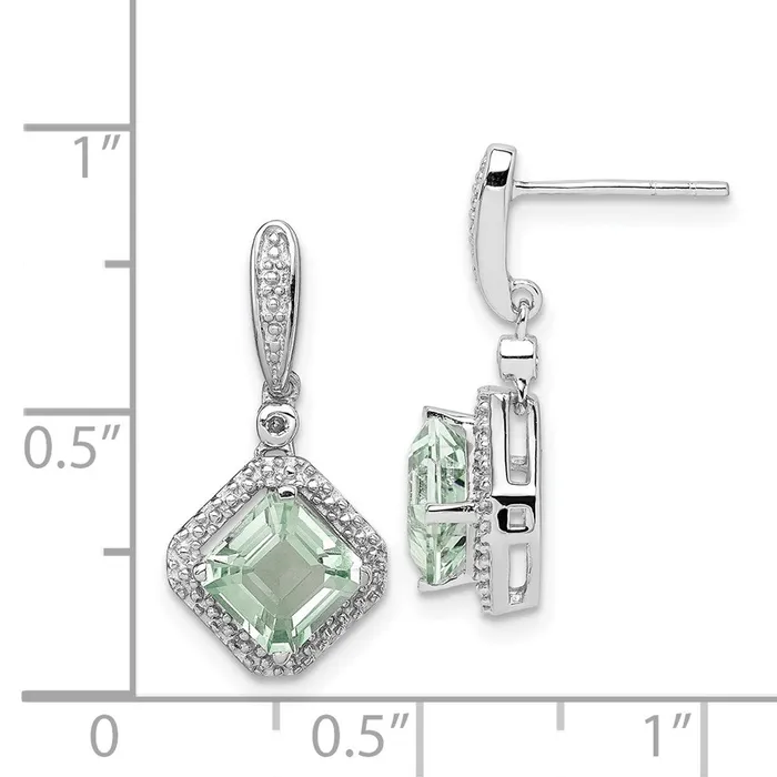 Earrings Sterling Silver Rhodium Diamond u0026 Green Quartz Post Dangle Earrings Goldia