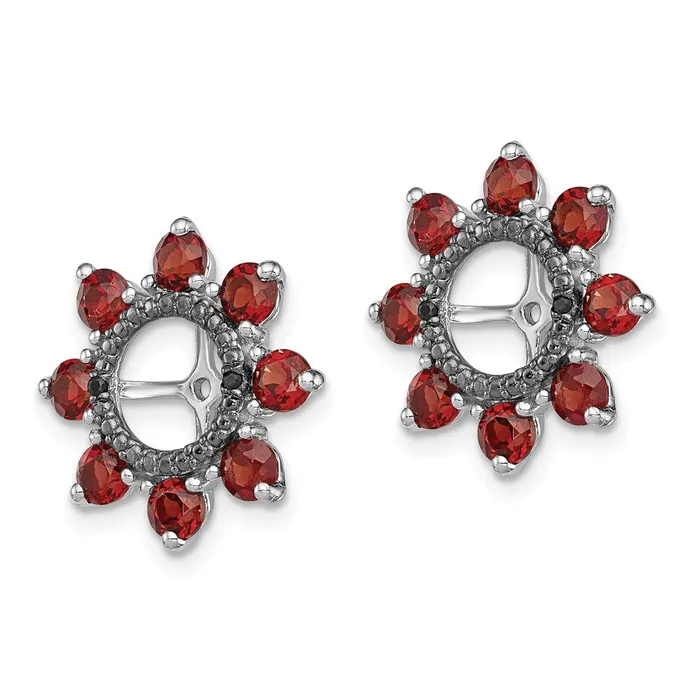 Earrings Sterling Silver Rhodium Garnet u0026 Black Sapphire Earring Jacket Goldia
