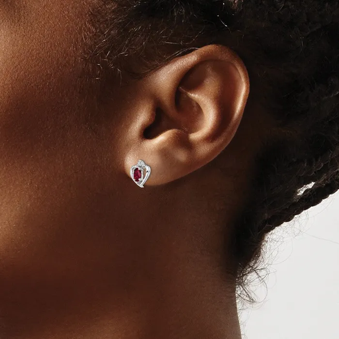 Earrings Sterling Silver Rhodiumplated Created Ruby u0026 Diamond Earrings Goldia