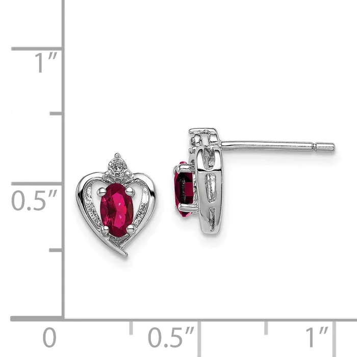 Earrings Sterling Silver Rhodiumplated Created Ruby u0026 Diamond Earrings Goldia