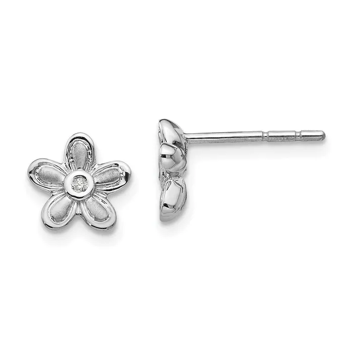 Earrings White Ice Sterling Silver Rhodiumplated Satin and Polished Diamond Flower Post Earrings Goldia Earrings White Ice Sterling Silver Rhodiumplated Satin and Polished Diamond Flower Post Earrings Goldia