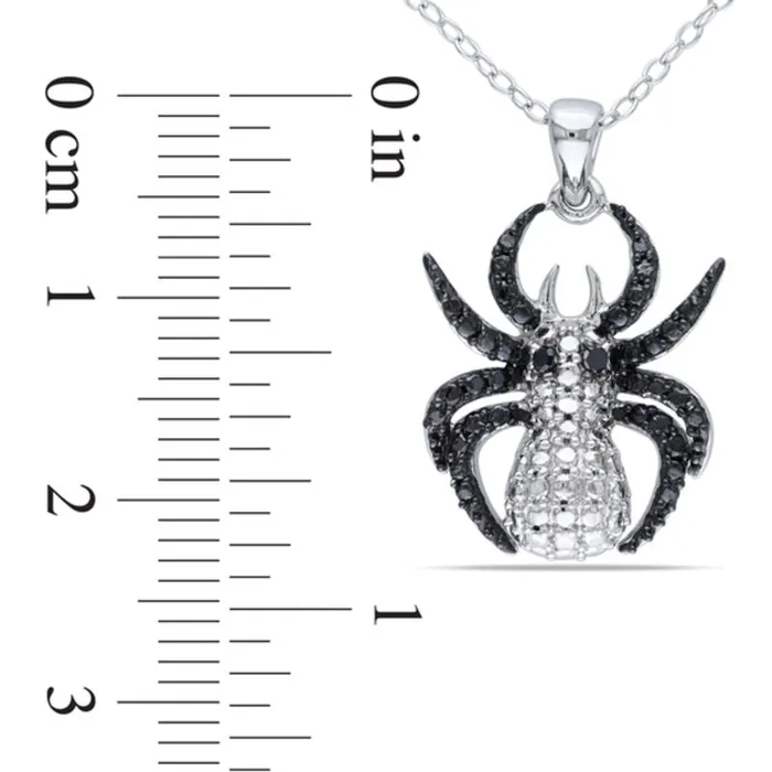 Enhanced Black Natural Diamond Accent Spider Pendant in TwoTone Sterling Silver Goldia Rings Enhanced Black Natural Diamond Accent Spider Pendant in TwoTone Sterling Silver Goldia Rings