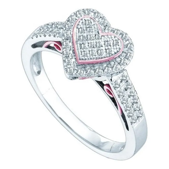 gndatlanta 10k Twotone Gold Round Diamond Heart Ring 13 Cttw Rings