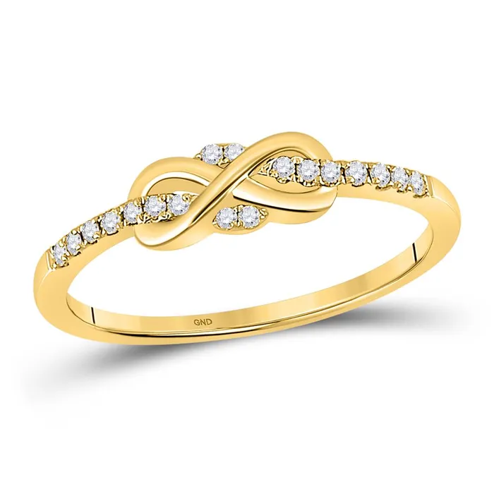 gndatlanta 10k Yellow Gold Round Diamond Infinity Knot Stackable Band Ring 110 Cttw Rings gndatlanta 10k Yellow Gold Round Diamond Infinity Knot Stackable Band Ring 110 Cttw Rings