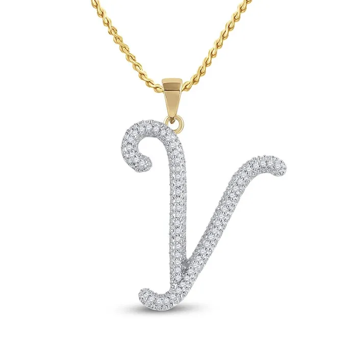 gndatlanta 10k Yellow Gold Round Diamond Initial Y Letter Pendant 16 Cttw Necklaces gndatlanta 10k Yellow Gold Round Diamond Initial Y Letter Pendant 16 Cttw Necklaces