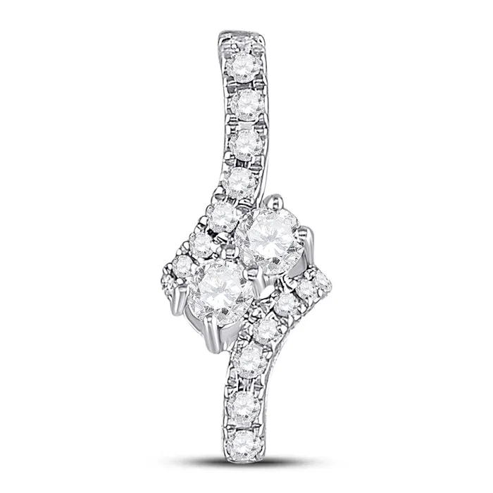 gndatlanta 14k White Gold Round Diamond Bypass 2stone Pendant 14 Cttw Necklaces gndatlanta 14k White Gold Round Diamond Bypass 2stone Pendant 14 Cttw Necklaces