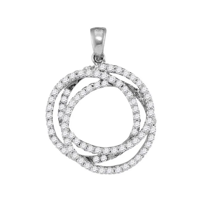 gndatlanta 14k White Gold Round Diamond Circle Pendant 58 Cttw Necklaces gndatlanta 14k White Gold Round Diamond Circle Pendant 58 Cttw Necklaces