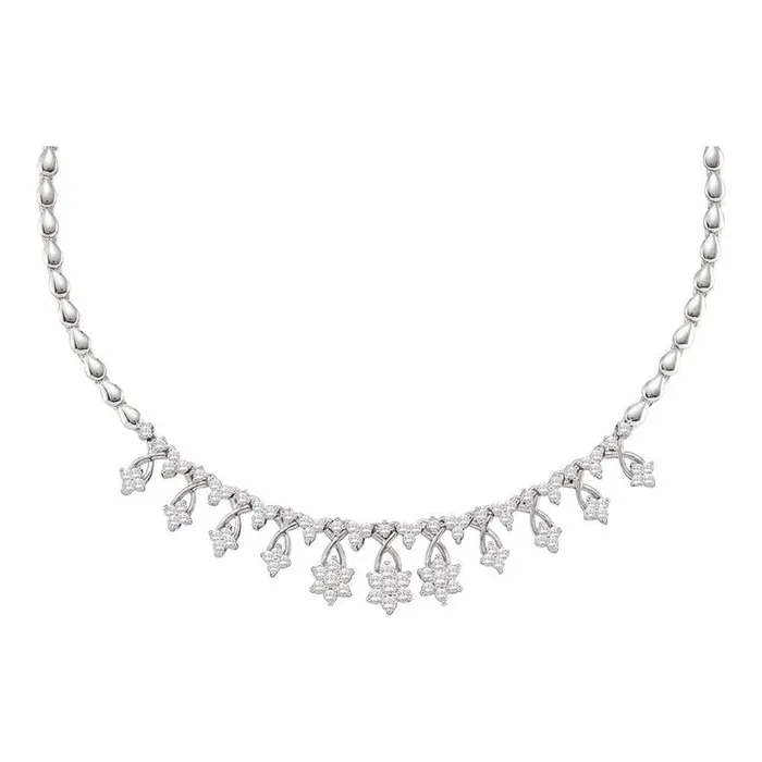 gndatlanta 14k White Gold Round Diamond Highend Cluster Necklace 2 Cttw Necklaces gndatlanta 14k White Gold Round Diamond Highend Cluster Necklace 2 Cttw Necklaces