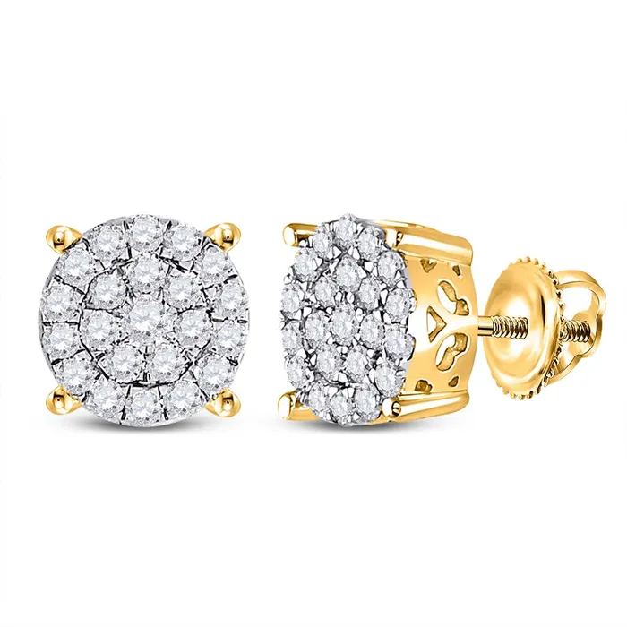 gndatlanta 14k Yellow Gold Round Diamond Cluster Earrings 1 Cttw Earrings gndatlanta 14k Yellow Gold Round Diamond Cluster Earrings 1 Cttw Earrings