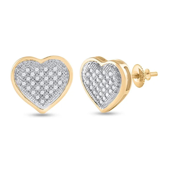 gndatlanta Earrings 10k Yellow Gold Round Diamond Heart Cluster Earrings 16 Cttw gndatlanta Earrings 10k Yellow Gold Round Diamond Heart Cluster Earrings 16 Cttw