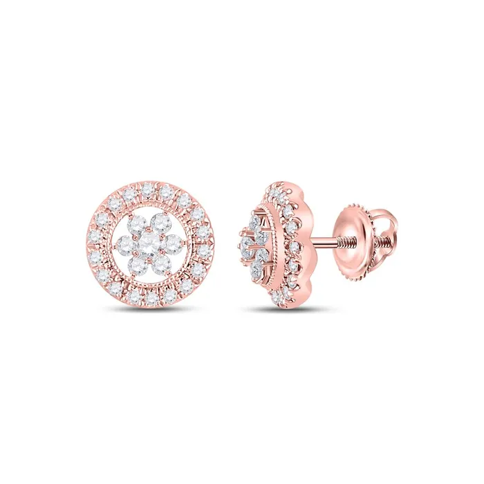 gndatlanta Earrings 14k Rose Gold Round Diamond Circle Floral Cluster Earrings 38 Cttw gndatlanta Earrings 14k Rose Gold Round Diamond Circle Floral Cluster Earrings 38 Cttw