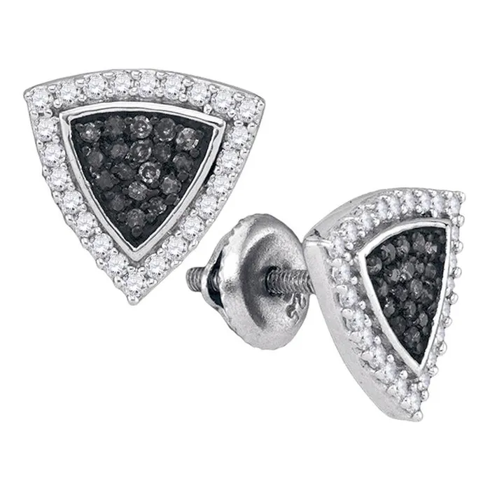 gndatlanta Earrings 14k White Gold Black Diamond Stud Earrings 12 Cttw