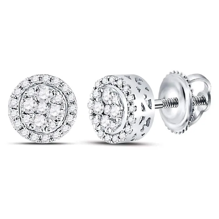 gndatlanta Earrings 14k White Gold Round Diamond Flower Halo Cluster Earrings 14 Cttw gndatlanta Earrings 14k White Gold Round Diamond Flower Halo Cluster Earrings 14 Cttw
