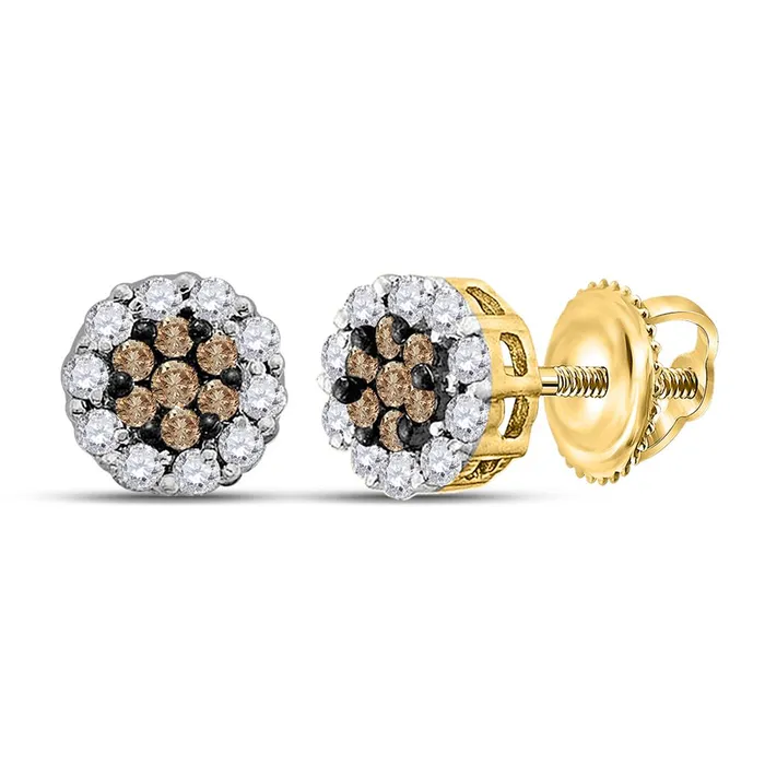 gndatlanta Earrings 14k Yellow Gold Brown Diamond Cluster Earrings 12 Cttw gndatlanta Earrings 14k Yellow Gold Brown Diamond Cluster Earrings 12 Cttw