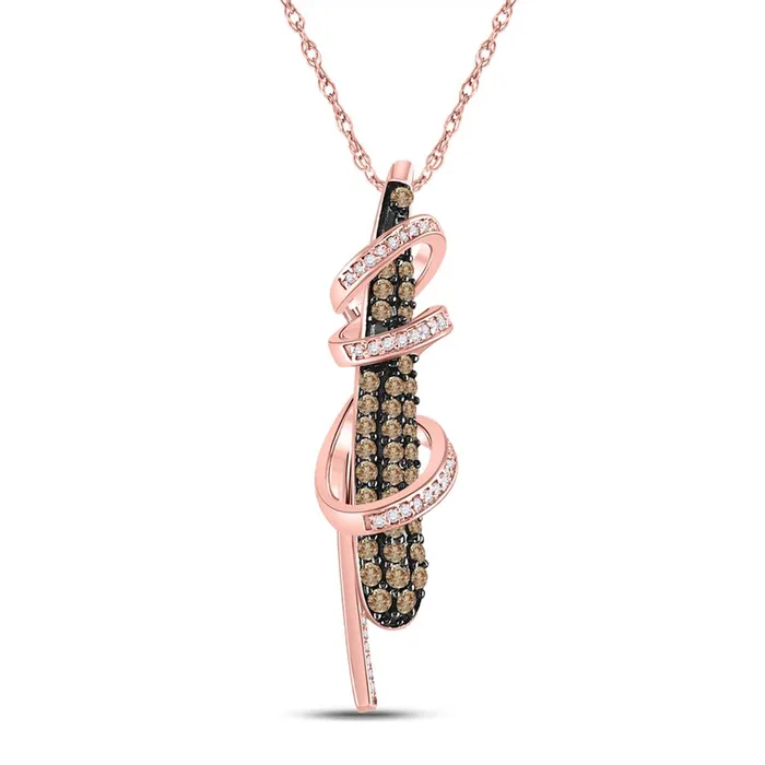 gndatlanta Necklaces 10k Rose Gold Round Brown Diamond Wrap Fashion Pendant 38 Cttw gndatlanta Necklaces 10k Rose Gold Round Brown Diamond Wrap Fashion Pendant 38 Cttw