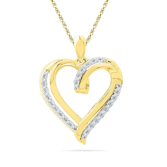 gndatlanta Necklaces 10k Yellow Gold Round Diamond Heart Pendant 110 Cttw gndatlanta Necklaces 10k Yellow Gold Round Diamond Heart Pendant 110 Cttw