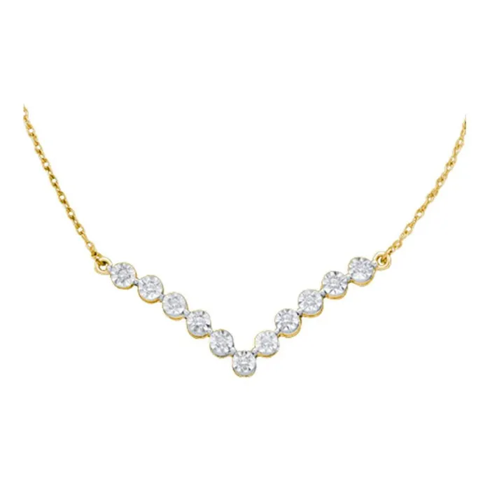 gndatlanta Necklaces 10k Yellow Gold Round Diamond VShape Pendant Necklace 18 Cttw gndatlanta Necklaces 10k Yellow Gold Round Diamond VShape Pendant Necklace 18 Cttw