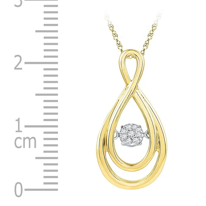 gndatlanta Necklaces 10k Yellow Gold Round Moving Diamond Teardrop Pendant 120 Cttw