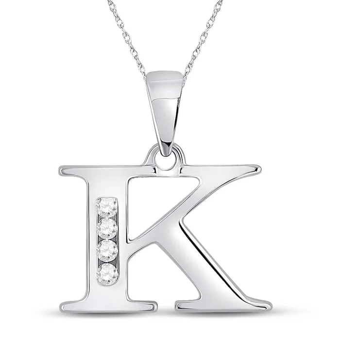 gndatlanta Necklaces 14k White Gold Round Diamond K Initial Letter Pendant 120 Cttw