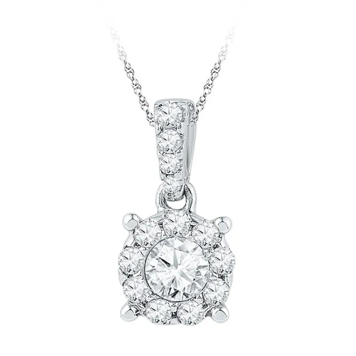 gndatlanta Necklaces 14k White Gold Round Diamond Solitaire Circle Frame Pendant 12 Cttw gndatlanta Necklaces 14k White Gold Round Diamond Solitaire Circle Frame Pendant 12 Cttw