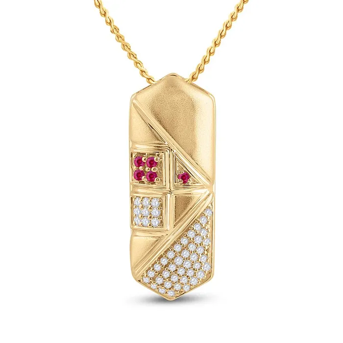 gndatlanta Necklaces 14k Yellow Gold Round Pink Sapphire Diamond Fashion Pendant 15 Cttw