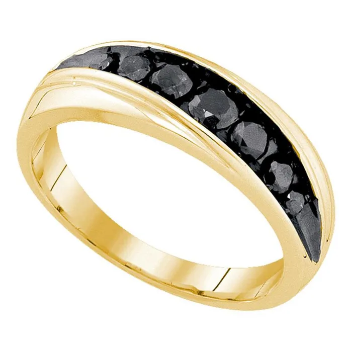 gndatlanta Rings 10k Yellow Gold Round Black Diamond Band Ring 34 Cttw