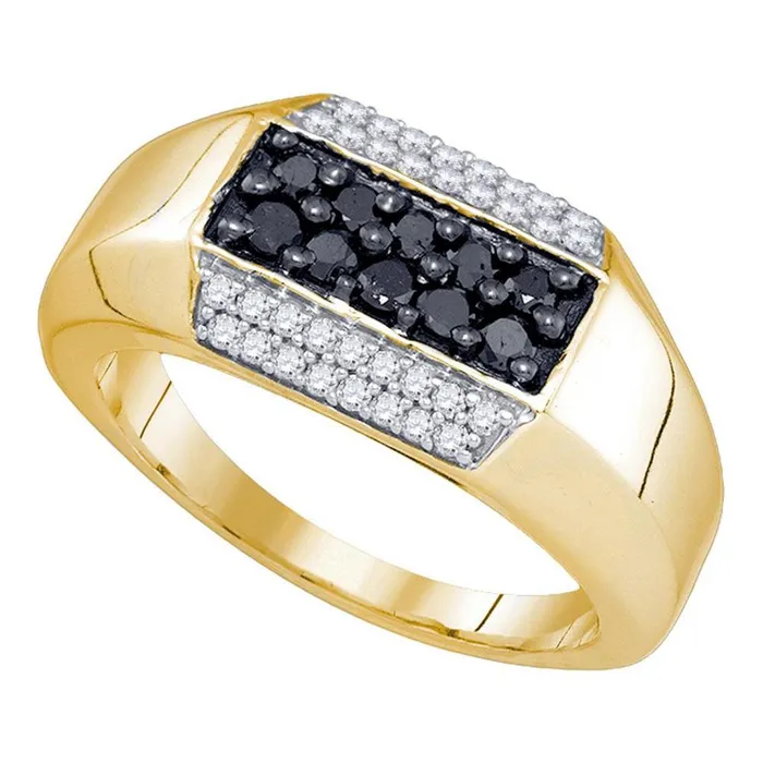 gndatlanta Rings 10k Yellow Gold Round Black Diamond Cluster Band Ring 34 Cttw gndatlanta Rings 10k Yellow Gold Round Black Diamond Cluster Band Ring 34 Cttw