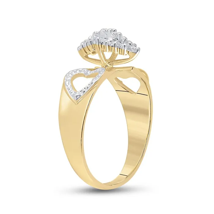 gndatlanta Rings 10k Yellow Gold Round Diamond Double Heart Cluster Ring 18 Cttw