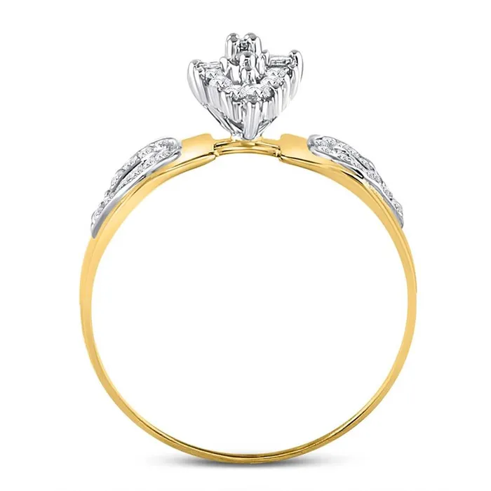 gndatlanta Rings 10k Yellow Gold Round Diamond Double Heart Cluster Ring 18 Cttw