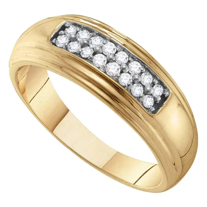 gndatlanta Rings 10k Yellow Gold Round Diamond Double Row Wedding Band Ring 14 Cttw gndatlanta Rings 10k Yellow Gold Round Diamond Double Row Wedding Band Ring 14 Cttw
