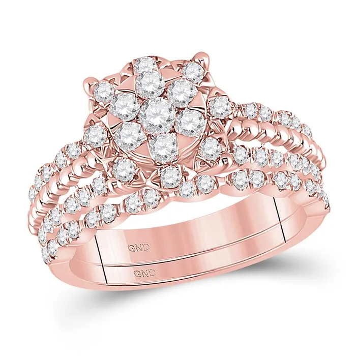 gndatlanta Rings 14k Rose Gold Round Diamond Bridal Wedding Ring Set 1 Cttw gndatlanta Rings 14k Rose Gold Round Diamond Bridal Wedding Ring Set 1 Cttw