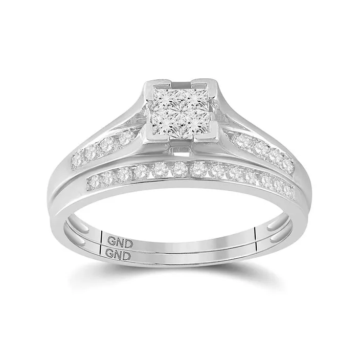gndatlanta Rings 14k White Gold Princess Diamond Bridal Wedding Ring Set 12 Cttw Size 6 gndatlanta Rings 14k White Gold Princess Diamond Bridal Wedding Ring Set 12 Cttw Size 6