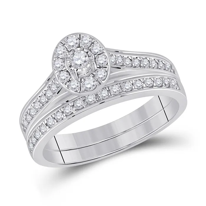gndatlanta Rings 14k White Gold Round Diamond Bridal Wedding Ring Set 12 Cttw