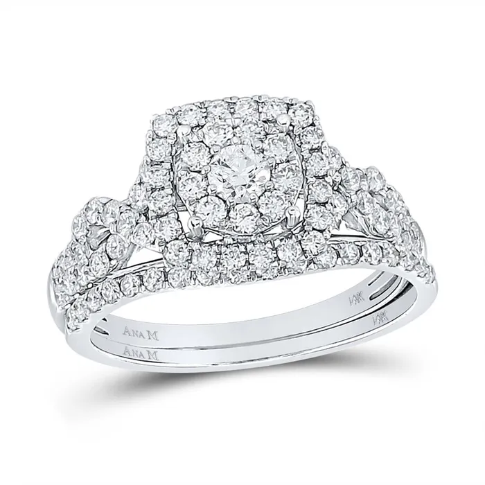 gndatlanta Rings 14k White Gold Round Diamond Bridal Wedding Ring Set 1 Cttw