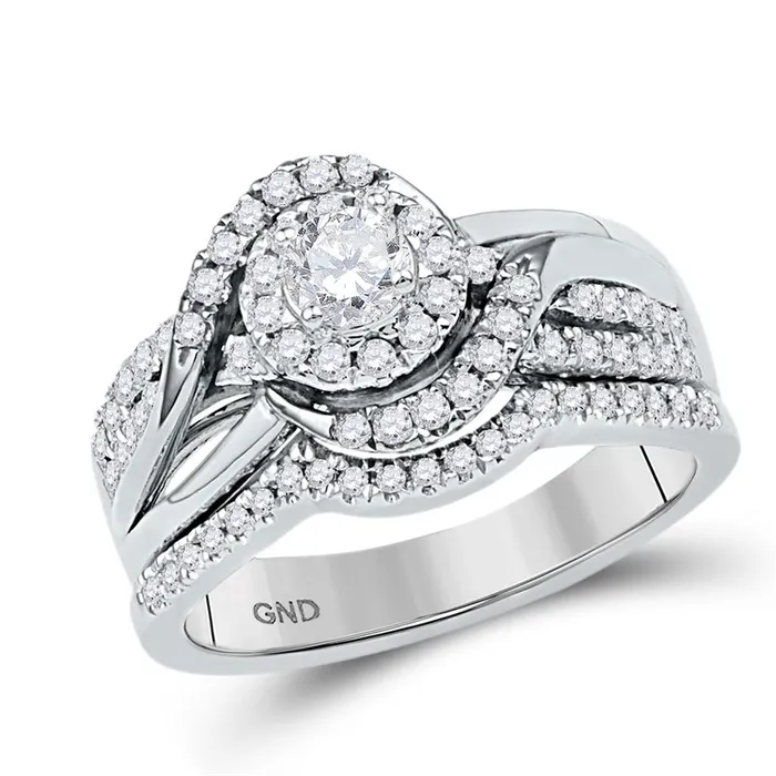 gndatlanta Rings 14k White Gold Round Diamond Bridal Wedding Ring Set 58 Cttw gndatlanta Rings 14k White Gold Round Diamond Bridal Wedding Ring Set 58 Cttw