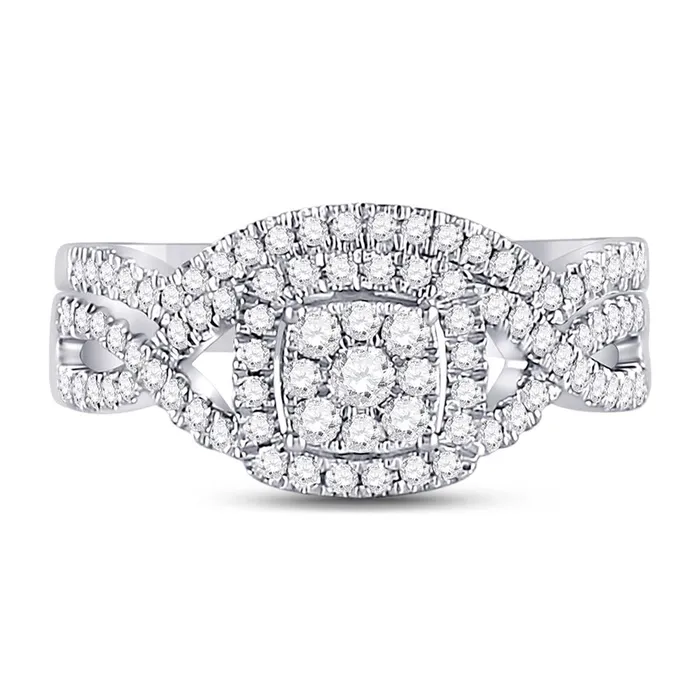 gndatlanta Rings 14k White Gold Round Diamond Bridal Wedding Ring Set 58 Cttw